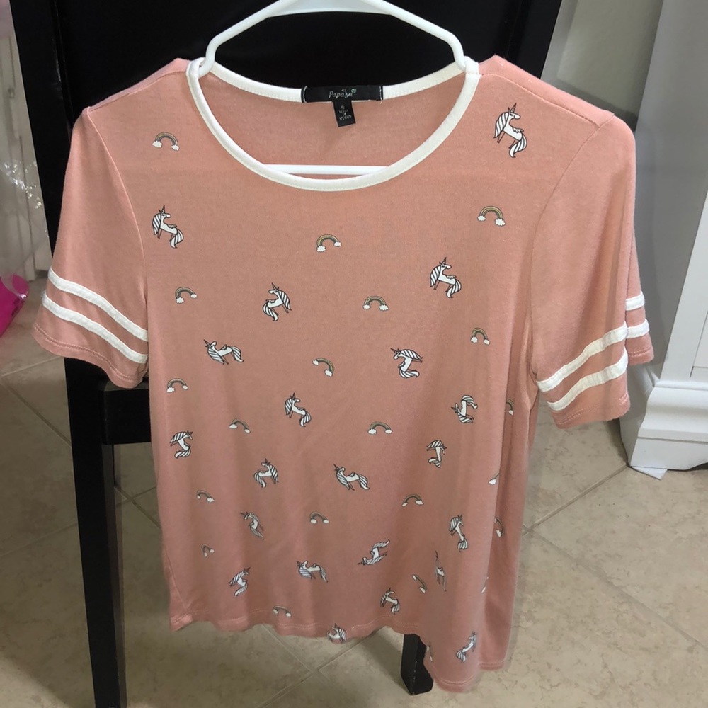 pink unicorn and rainbow shirt